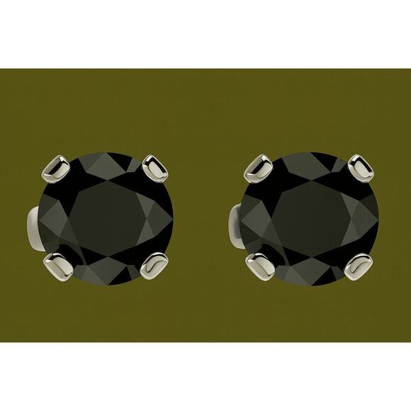 🖤 1ct Black Diamond Stud Earrings | 14K White Gold | Bold & Minimalist NWT - Picture 3 of 5